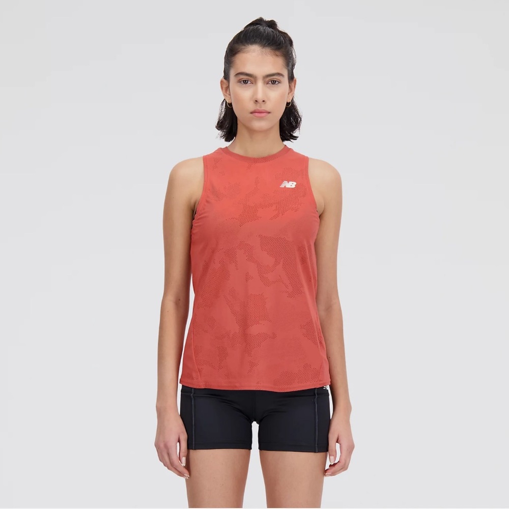 Womens New balance Q jacquard ICE tank top burnt orange small active/athletic